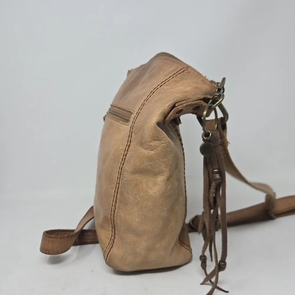 THE SAK Women's Ashland Leather Crossbody Bag Purse Tobacco Floral Emboss Boho‎